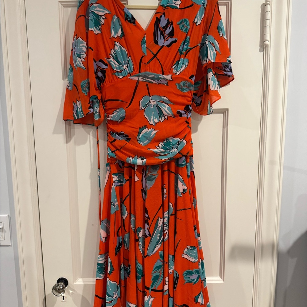 Diane Von Furstenberg Red Floral Midi Dress - Picture 5 of 6